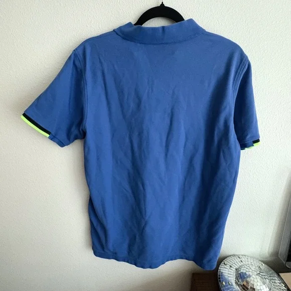 Psycho Bunny Mens Blue Pima Cotton Short Sleeve Polo Shirt Neon Trim Size 6 L - Picture 5 of 5